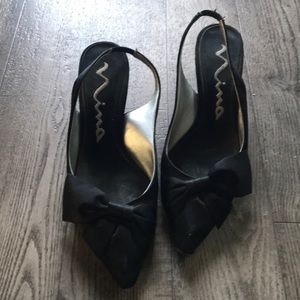GUC black Nina sling back kitten heels - 7.5